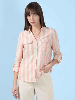 VERO MODA - White Striped Linen Casual Shirt