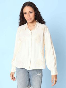 VERO MODA - Beige Full Sleeves Casual Shirt