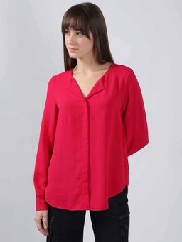 VERO MODA - Red V Neck Casual Shirt