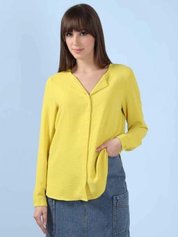 VERO MODA - Yellow V Neck Casual Shirt