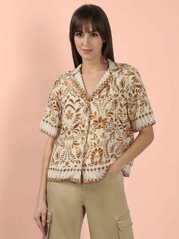 VERO MODA - Brown Printed Casual Shirt