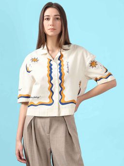 VERO MODA - Beige Printed Casual Shirt