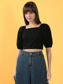 VERO MODA - Black Fitted Crop Top