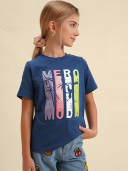 VERO MODA - Blue Printed Regular Fit T-Shirt
