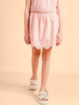 VERO MODA - Girls Solid Relaxed Fit Pink Skirt