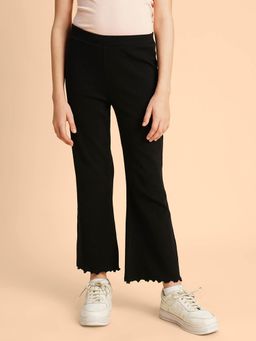 VERO MODA - Girls Solid Slim Fit Black Trouser