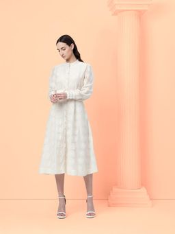 VERO MODA - White Embroidered Midi Dress and Belt