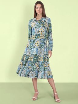 VERO MODA - Green Printed Midi Dress