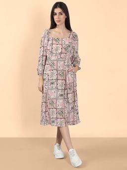 VERO MODA - Pink Printed Midi Dress