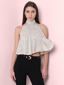 VERO MODA - Silver Embellished Regular Fit Top