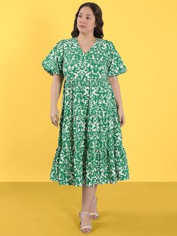 VERO MODA - Green Printed Midi Dress