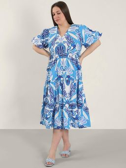 VERO MODA - Blue Printed Midi Dress