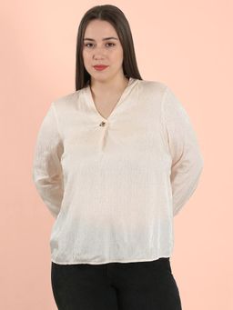 VERO MODA - White Self Design Regular Fit Top
