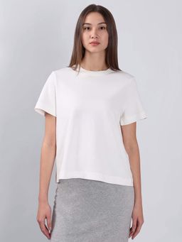 VERO MODA - White Solid Regular Fit T-Shirt