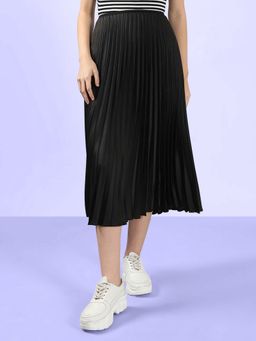 VERO MODA - Black Solid Midi Skirt
