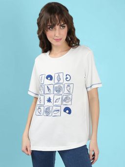 VERO MODA - Women White Printed T-Shirt