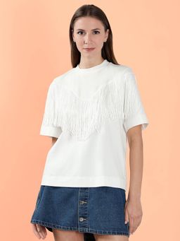 VERO MODA - Women White Solid T-Shirt