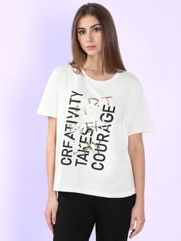 VERO MODA - Women White Printed T-Shirt