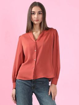 VERO MODA - Rust Solid Regular Fit Shirt