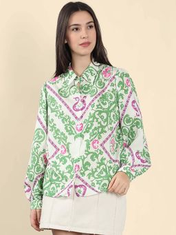 VERO MODA - Green Printed Regular Fit Shirt