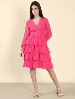 VERO MODA - Pink Textured Layered Dress