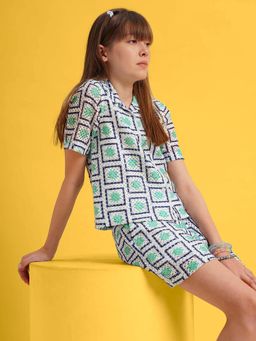 VERO MODA - Girls Multi-Color Abstract Casual Shirt