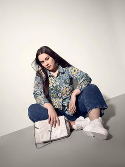 VERO MODA - Women Blue Cotton Printed Shirt