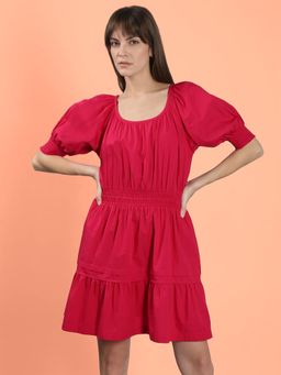 VERO MODA - Pink Puff Sleeves Mini Dress