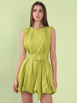 VERO MODA - Green Bubble Hem Dress with Belt (Set of 2)