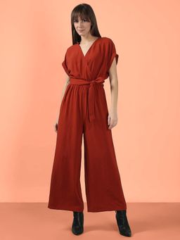 VERO MODA - Rust V Neck Jumpsuit with belt (Set of 2)