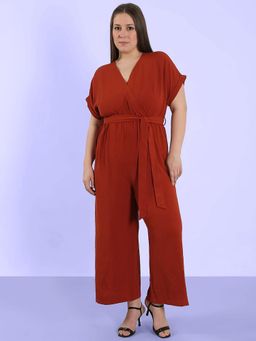 VERO MODA - CURVE Rust V Neck Jumpsuit with belt (Set of 2)