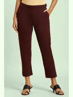 W - Pink Solid/plain Slim Pant