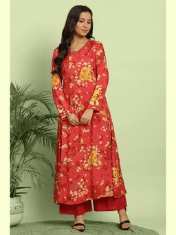 W - Red Floral Kurta