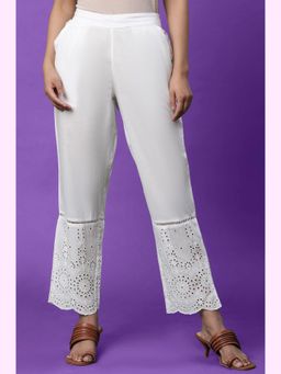 W - Solid White Straight Pant