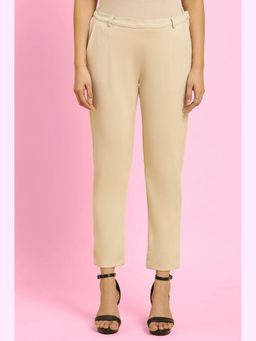 W - Beige Solid Slim Pant