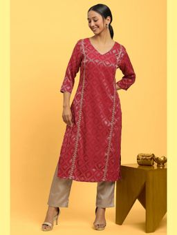 W - Red Floral Kurta
