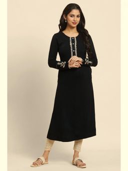 W - Black Solid Kurta and Leggings (Set of 2)