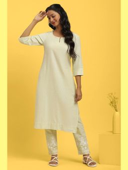 W - Green Stripes Kurta and Slim Pant (Set of 2)