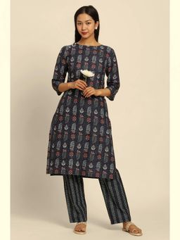 W - Blue Paisley Kurta-Straight Pant (Set of 2)