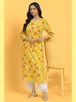 W - Yellow Floral Kurta