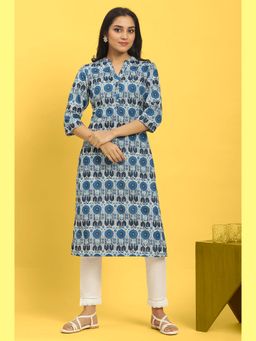 W - Blue Floral Kurta