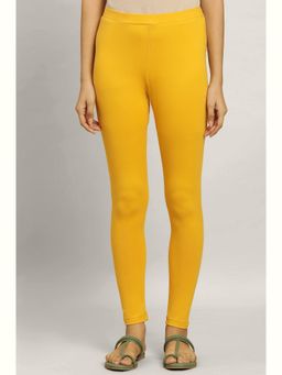 W - Skinny Fit Yellow Cotton Blend Leggings