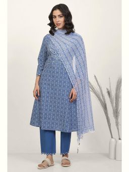 W - Women White Floral Print Chiffon Dupatta