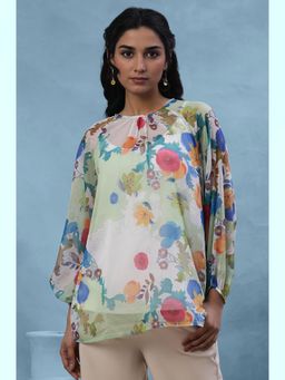 W - Women White Floral Print Chiffon Straight Top (Set of 2)