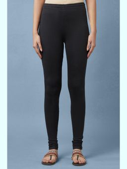 W - Women Slim Fit Black Cotton Churidar