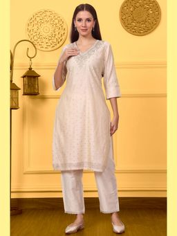 W - Dori Embroidered Chanderi Straight Kurta