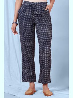 Folksong - Women's Indigo Hand Block Printed Straight Pant