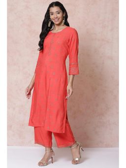Rangriti - Coral Viscose Straight Kurta