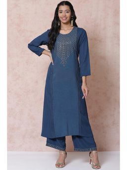 Rangriti - Indigo Viscose A Line Kurta
