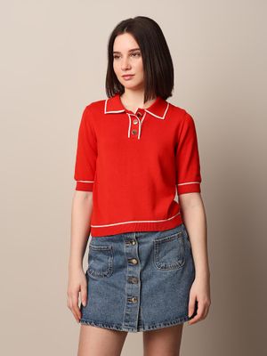 Single Red Emb Polo Tee Women main image 0
